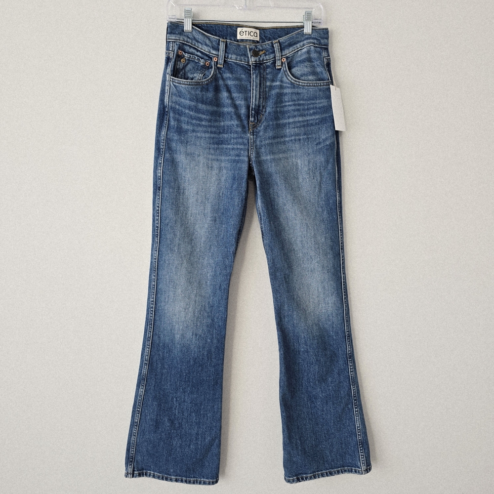Etica Anya Modern Flare Jeans High Rise 27 Medium Wash NWT
